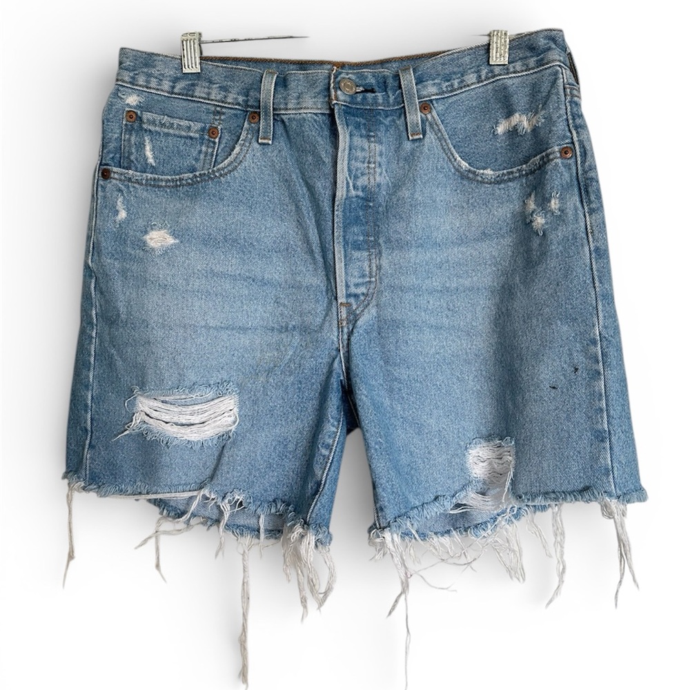 Levi's Blue Light Wash High Rise Denim Shorts Mid Thigh W 32